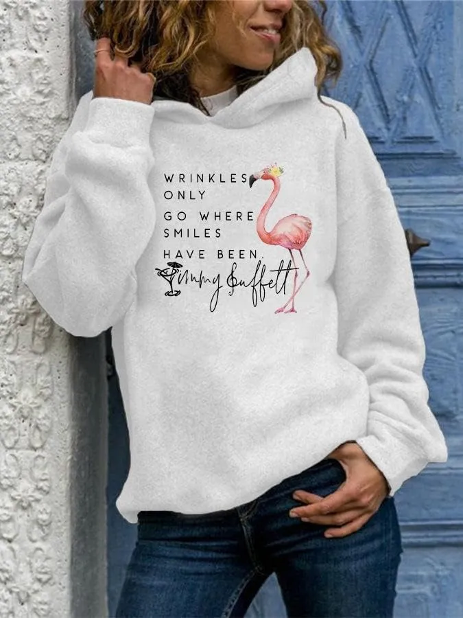 Akivide Women's Casual Oversized Hoodies Funny Letter Print Flamingo Graphic Hooded Sweatshirt Long Sleeve Pullover Top