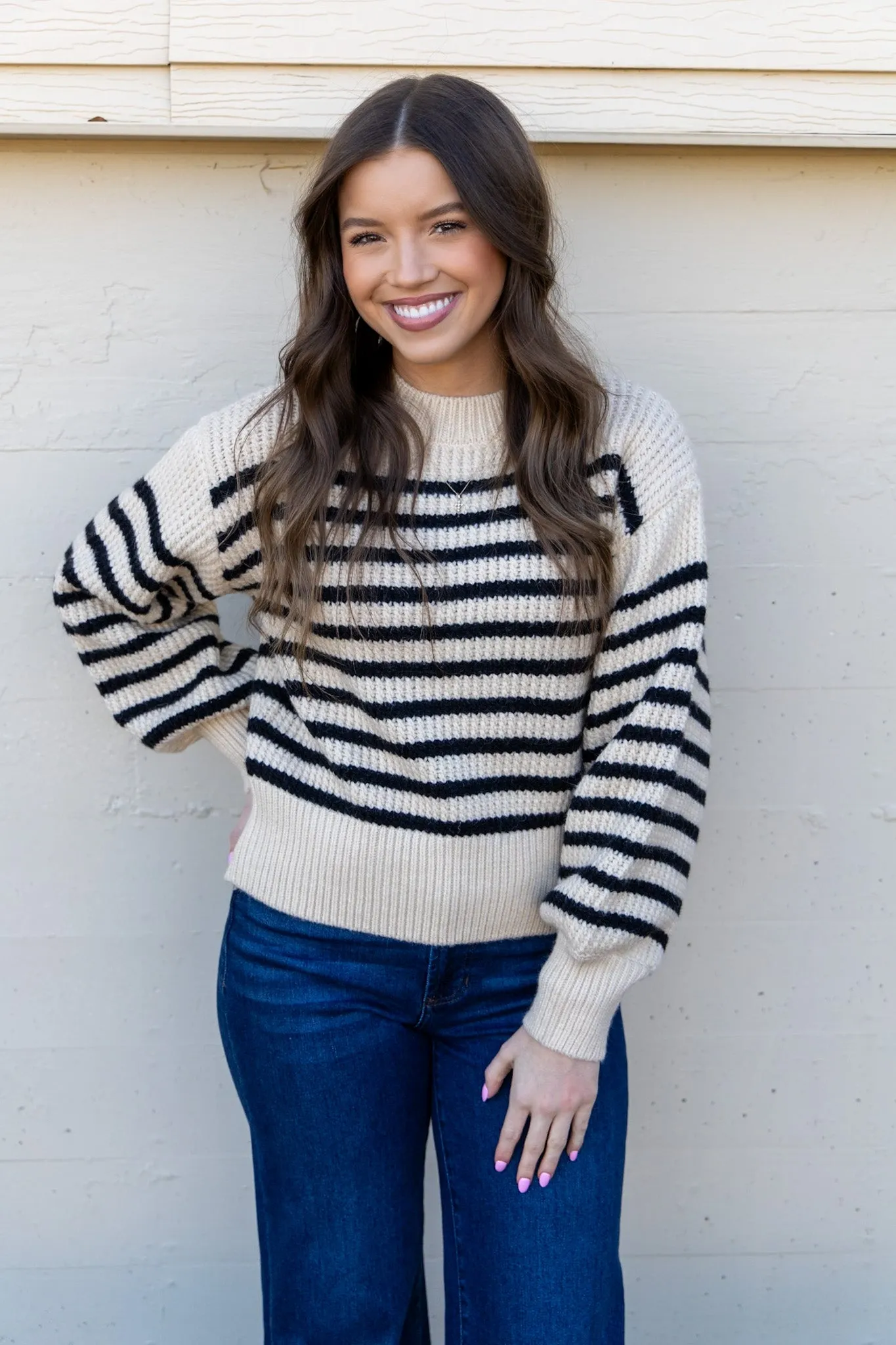 Bella Beige Stripe Sweater