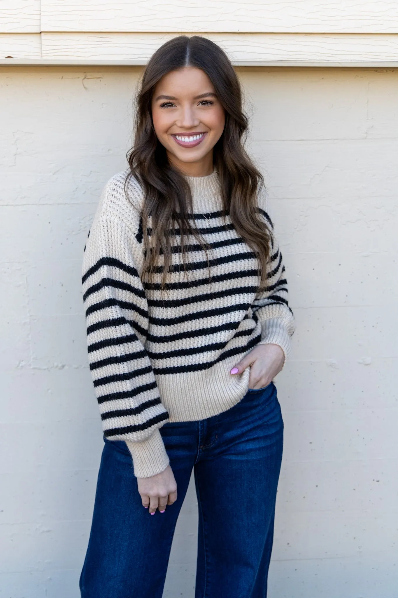 Bella Beige Stripe Sweater