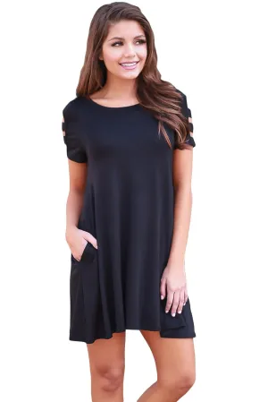 Black Relaxing Casual Chic Short Dress