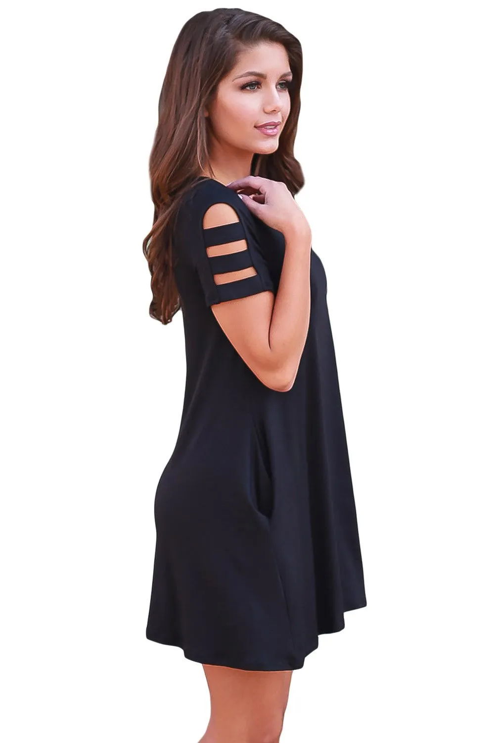 Black Relaxing Casual Chic Short Dress