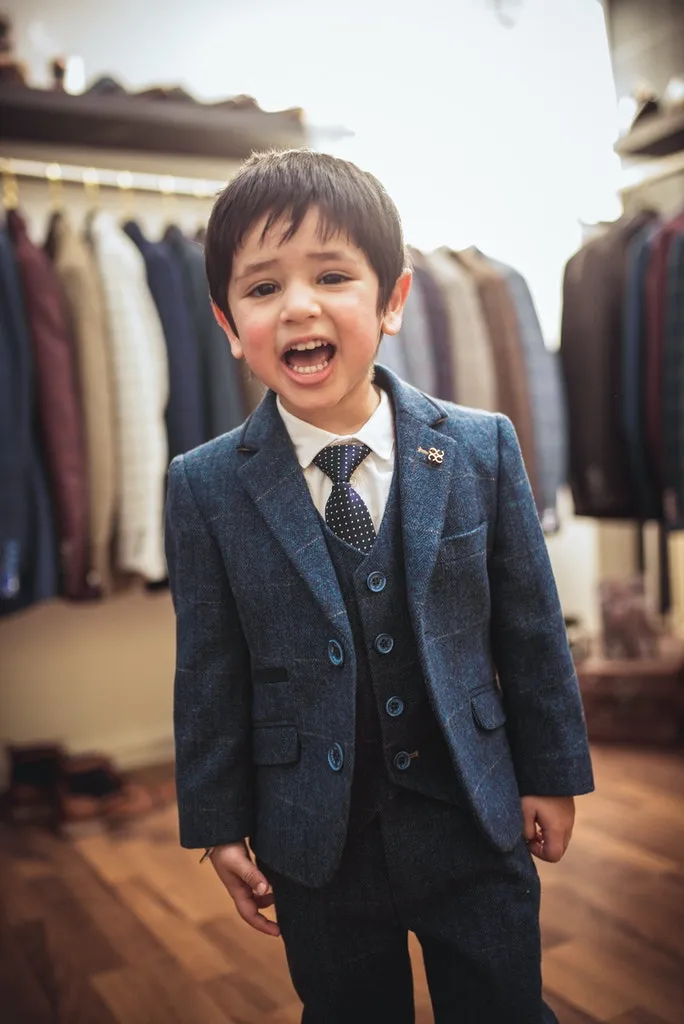 Boys Carnegi Navy 3 Piece Suit
