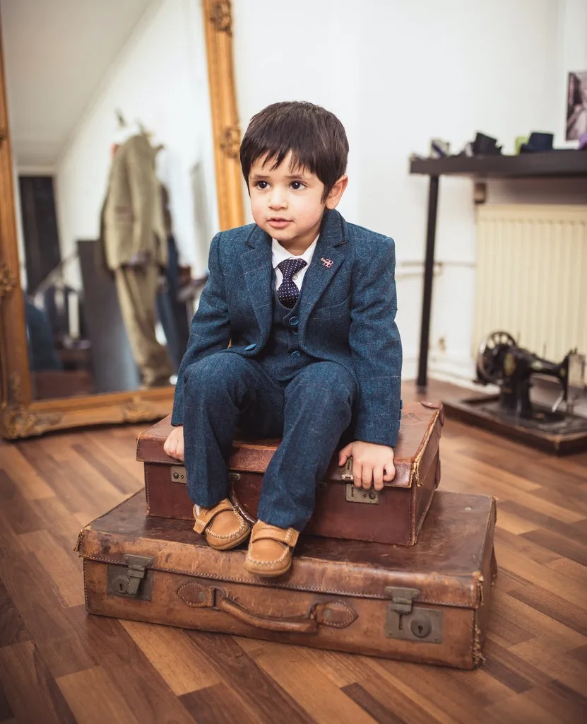 Boys Carnegi Navy 3 Piece Suit