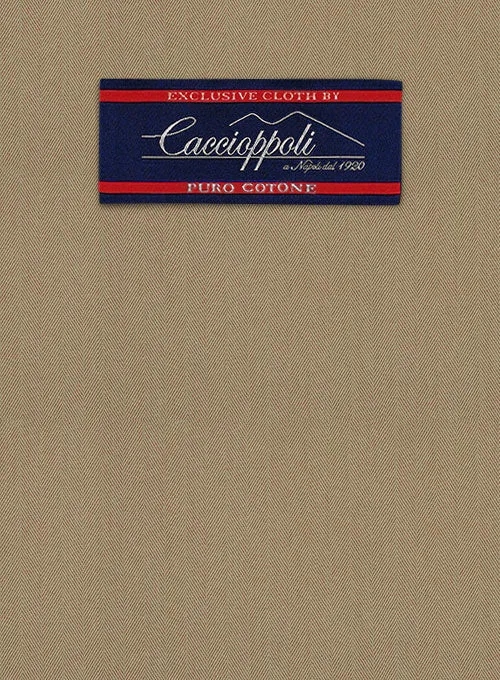 Caccioppoli Herringbone Solar Tan Cotton Suit