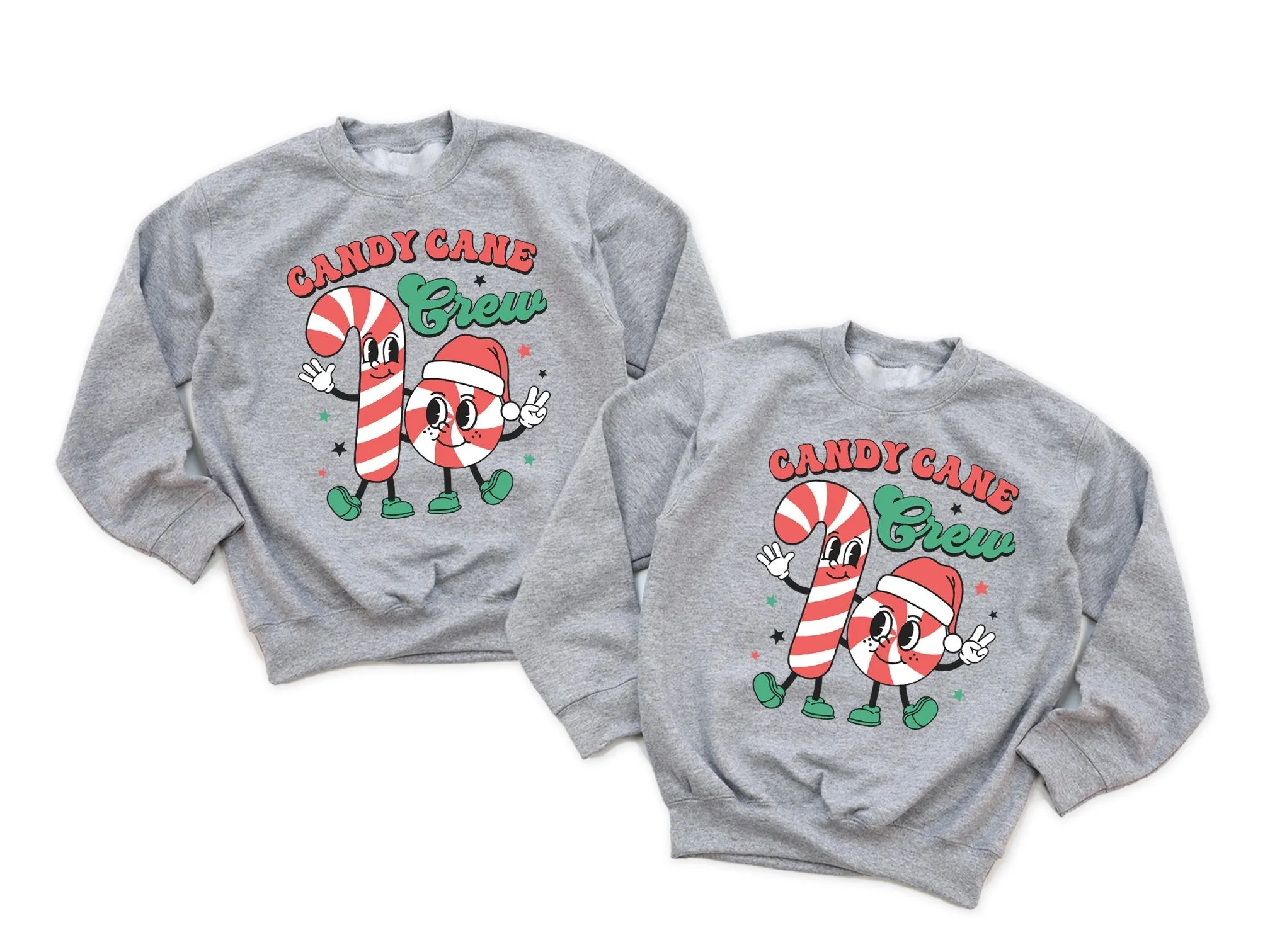 Candy Cane Christmas Crew Family Matching Shirts Sweatshirts Mommy and Me