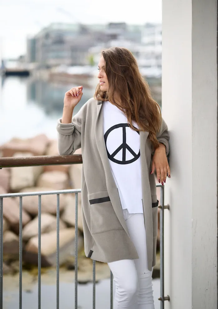 CARDIGAN WITH HOOD - 7118 - ELEPHANT