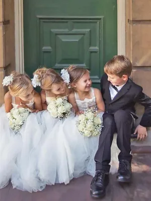 Chic Tulle Square Neckline Floor-length A-line Flower Girl Dresses FD003
