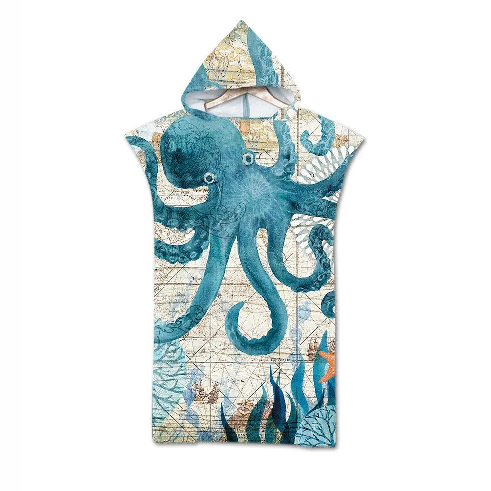 Cloak Geometric Print Hooded  Towel