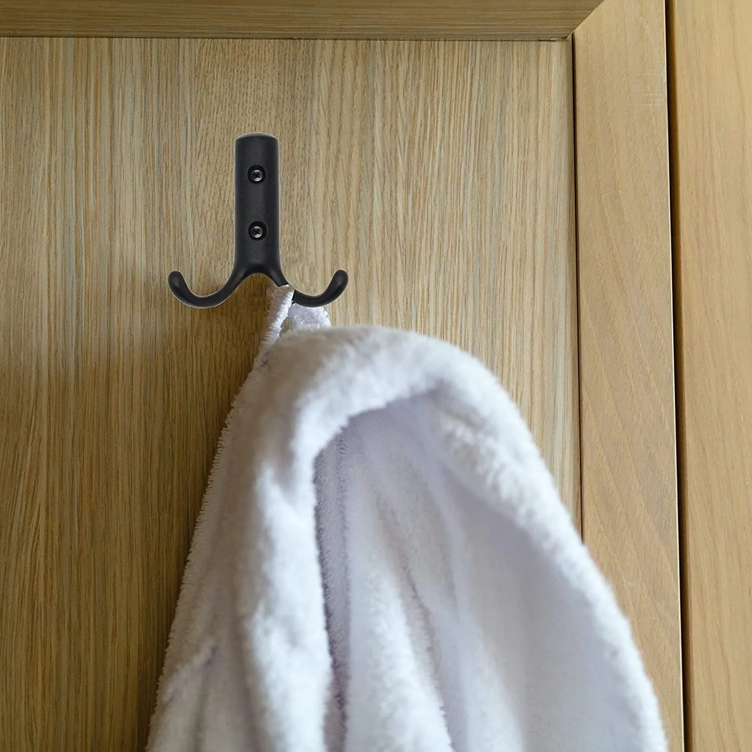 Coat Hook Twin Double Robe Modern - 70mm - Matt Black - Pack of 2