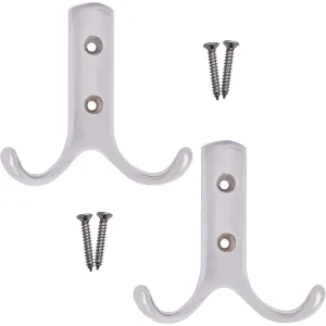 Coat Hook Twin Double Robe Modern - Chrome Plated - Pack of 2
