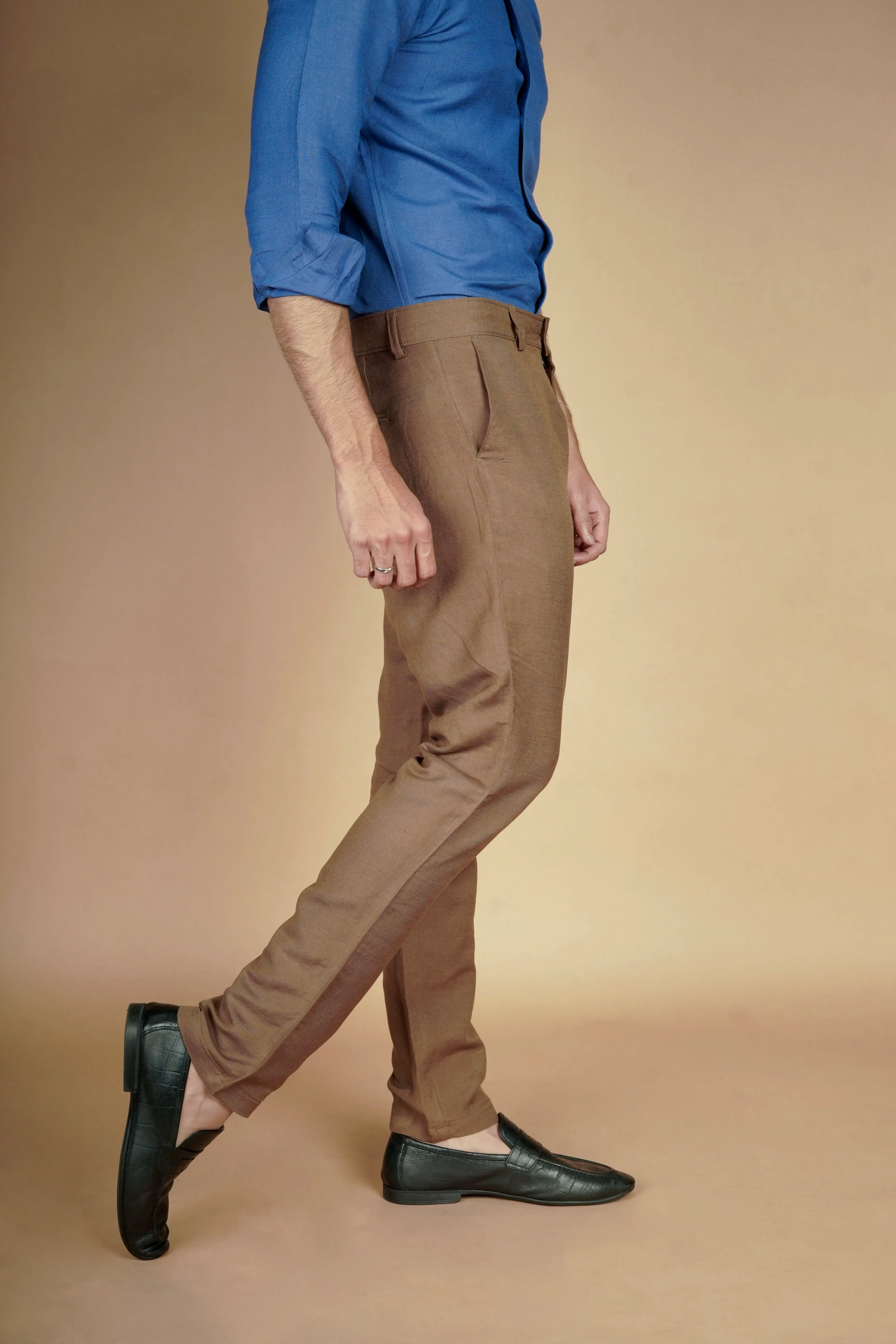 Coffee Brown Italian Linen Trousers