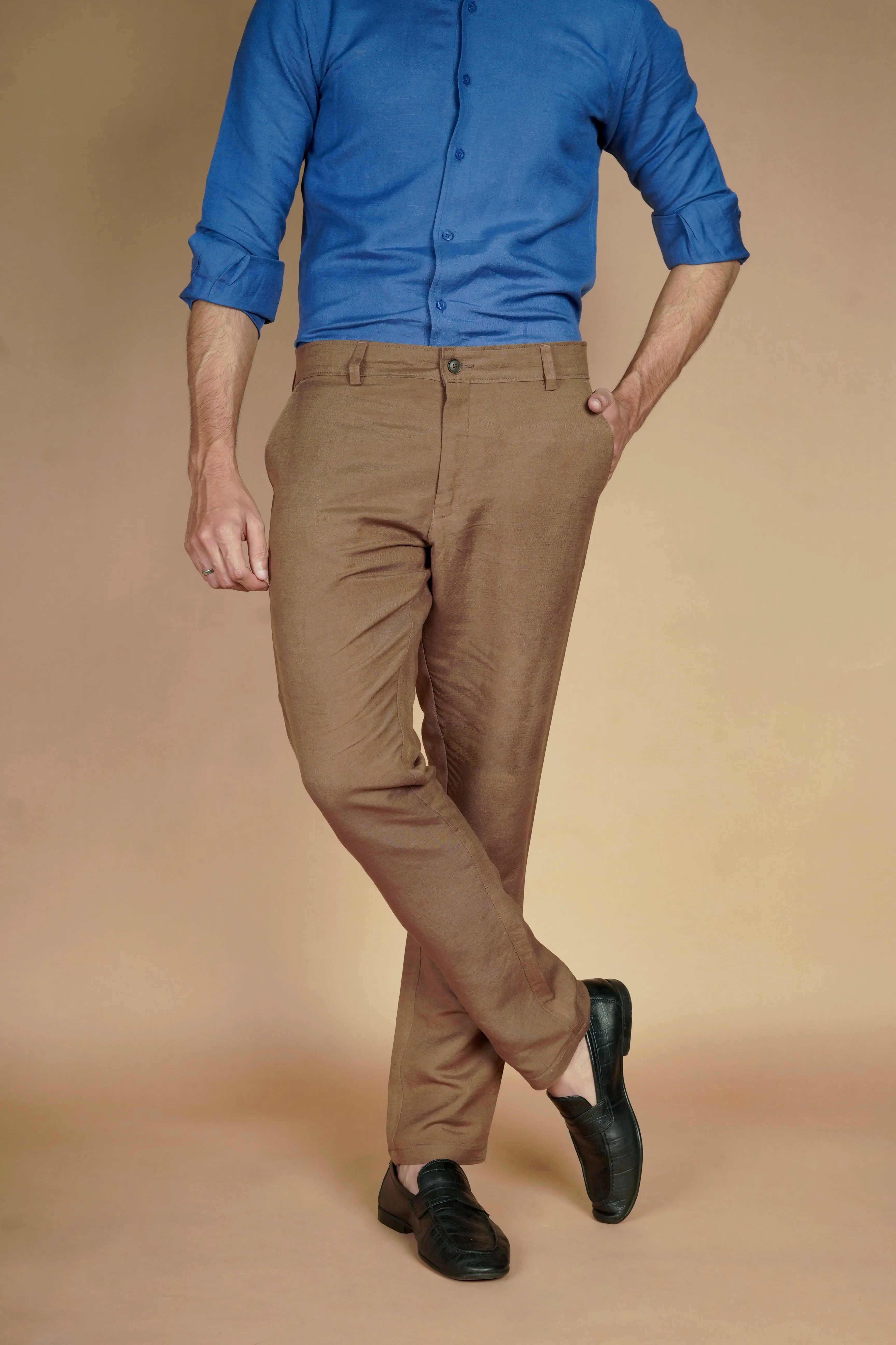 Coffee Brown Italian Linen Trousers