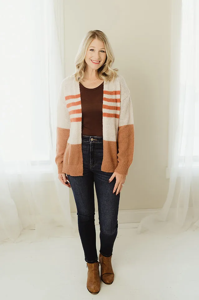 Colorblock Striped Cardigan