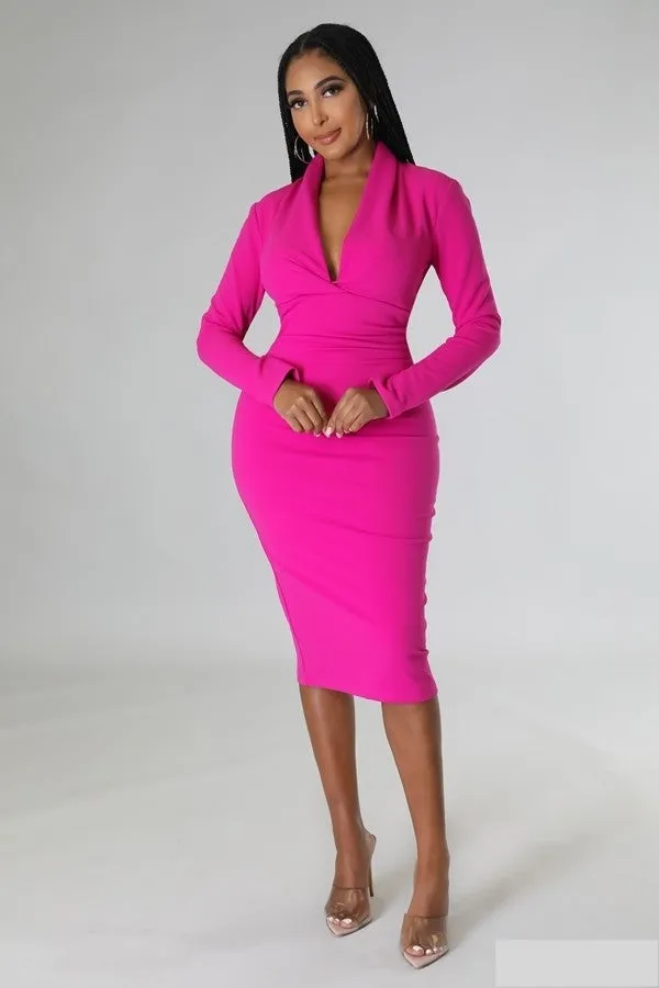 Dazzling Chic Dress (Fuschia)