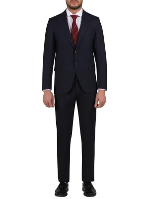 Di'nucci Slim Fit Navy With Purple Pinstripe Peak Lapel Wool Blend Suit