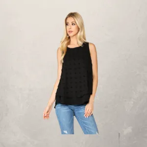 Dot Fabric Sleeveless Flowy Top