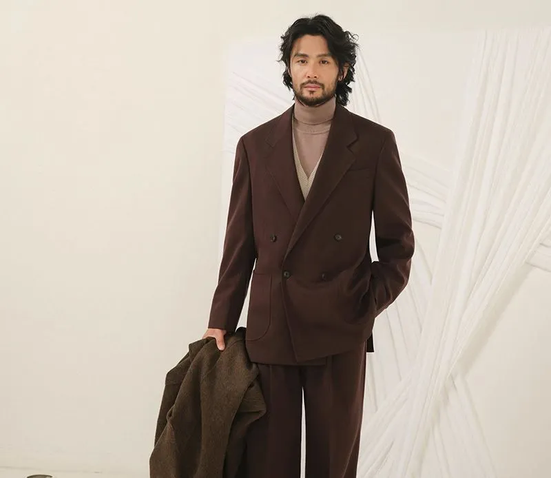 Double-Breasted Herringbone Suit