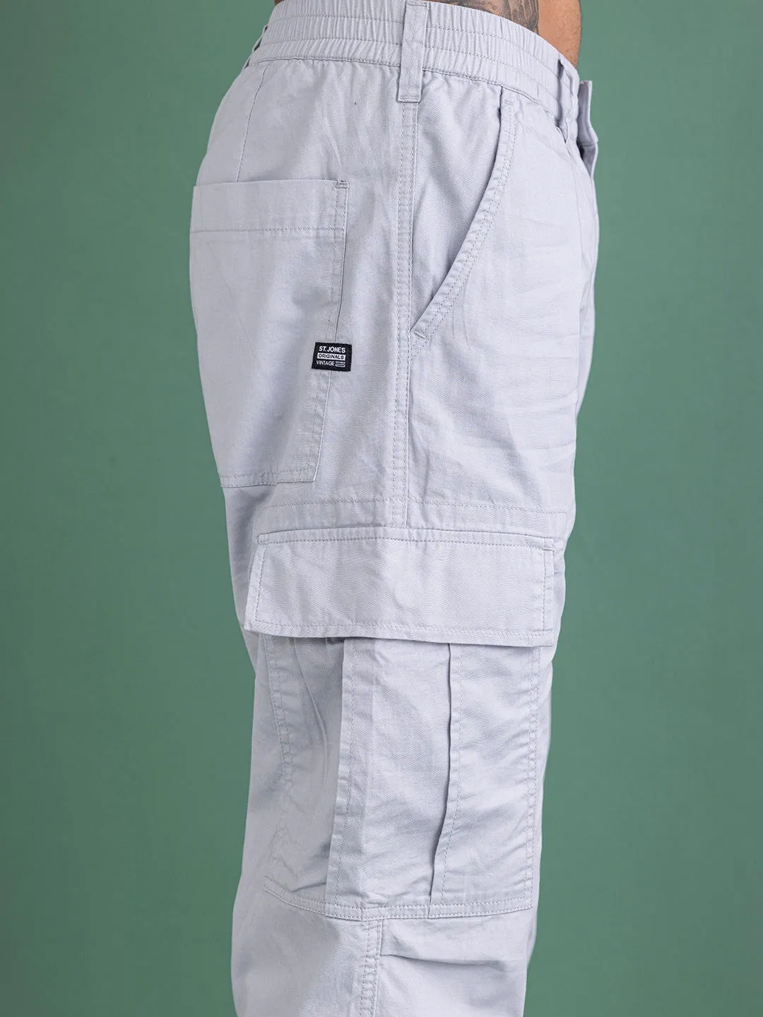 DOVE GREY BAGGY CARGO