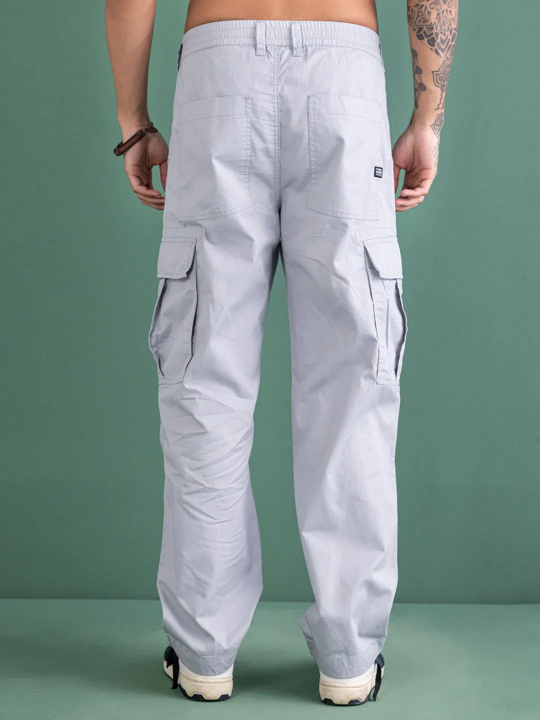 DOVE GREY BAGGY CARGO