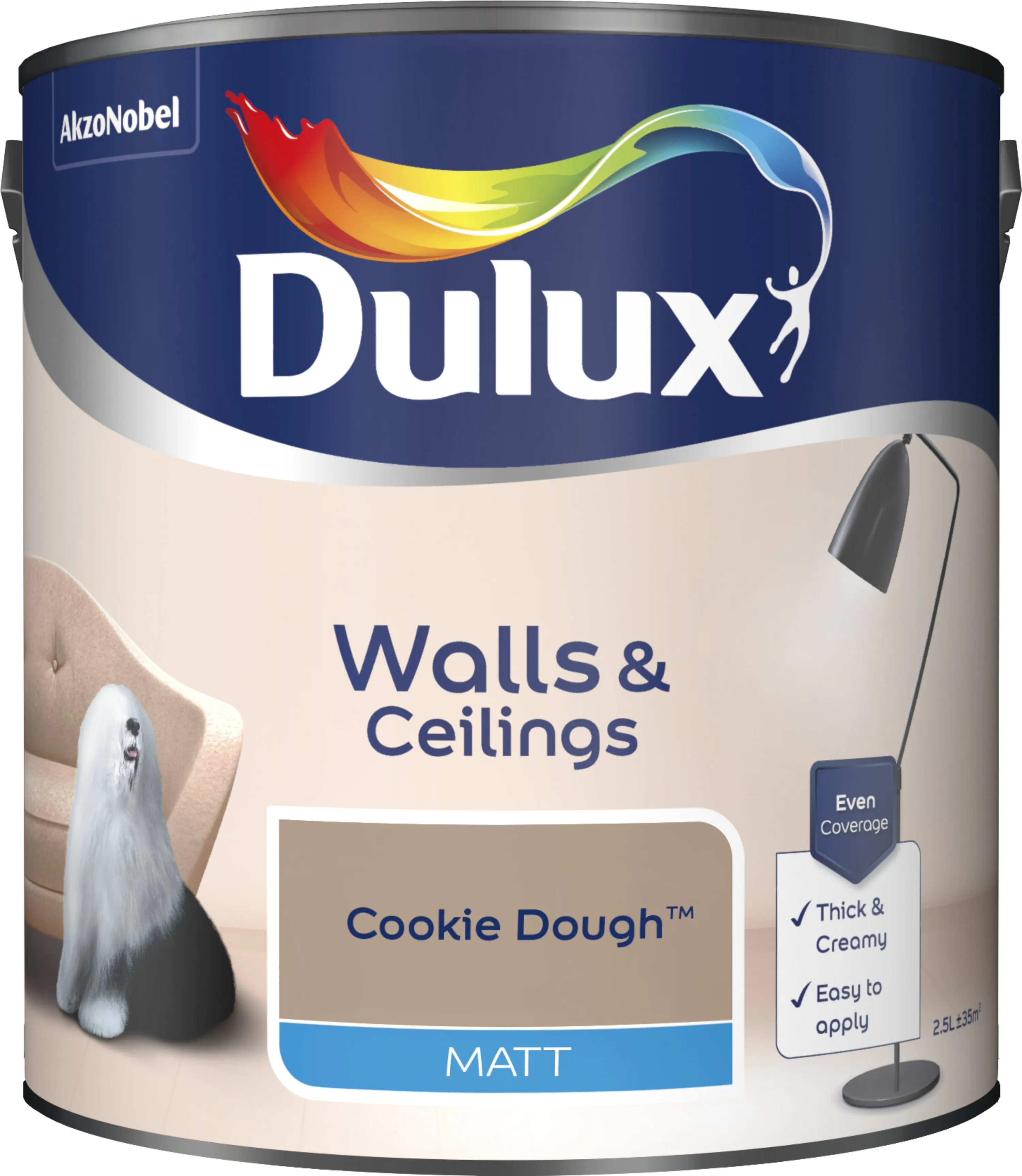 Dulux Matt Emulsion Paint For Walls And Ceilings - Cookie Dough 2.5L