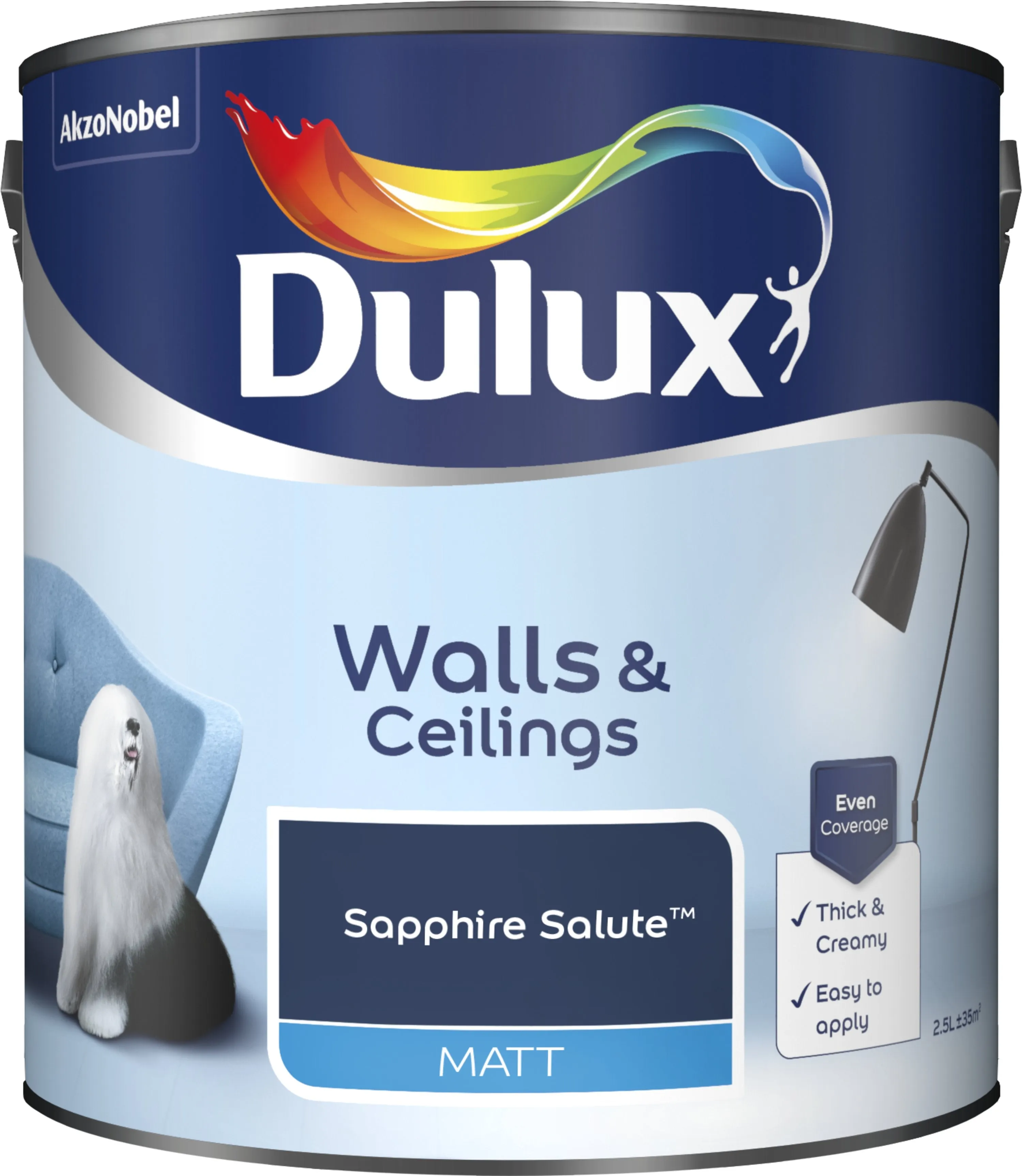 Dulux Matt Emulsion Paint For Walls And Ceilings - Sapphire Salute 2.5L