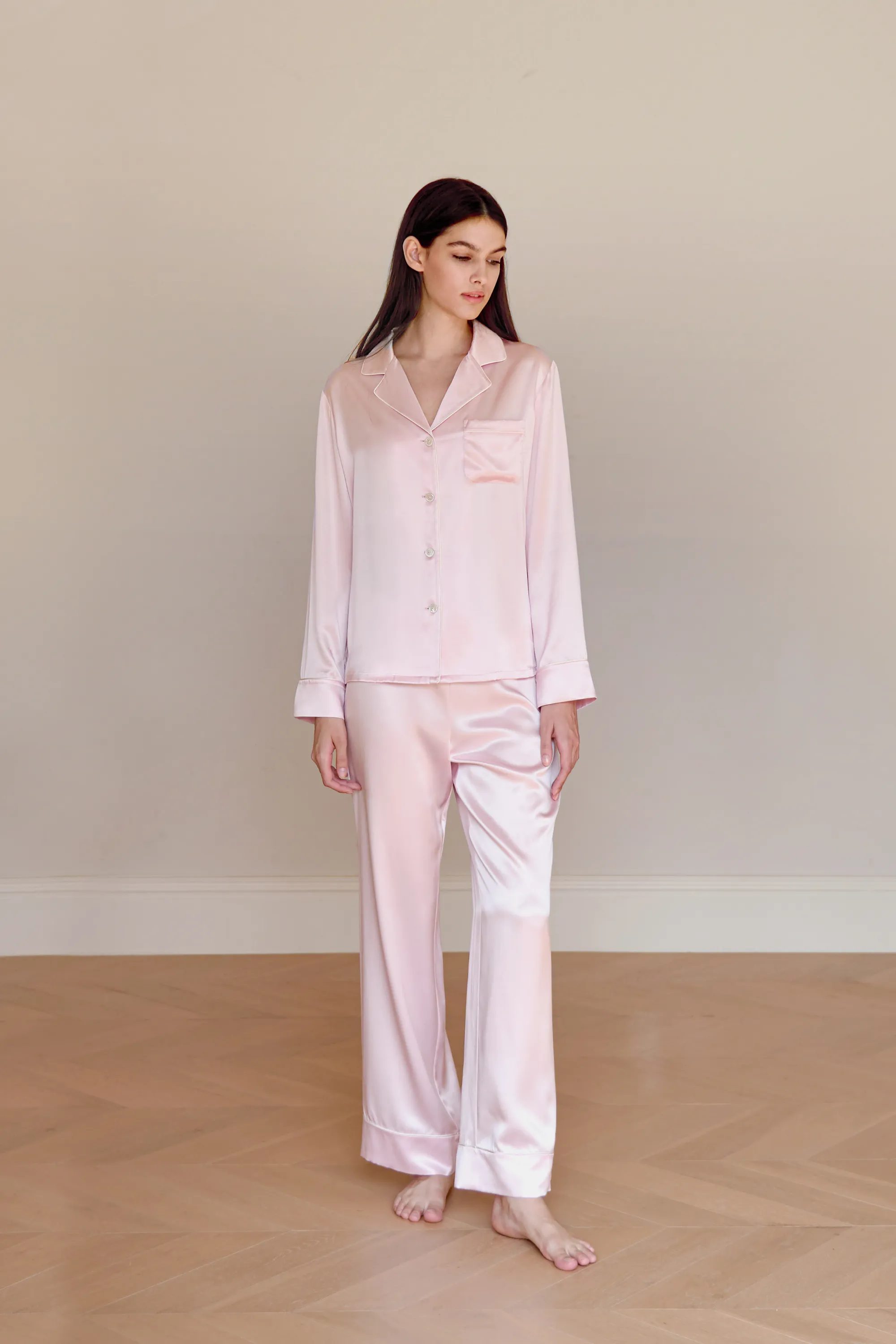 Dusty Pink Classic Silky Pyjama Set