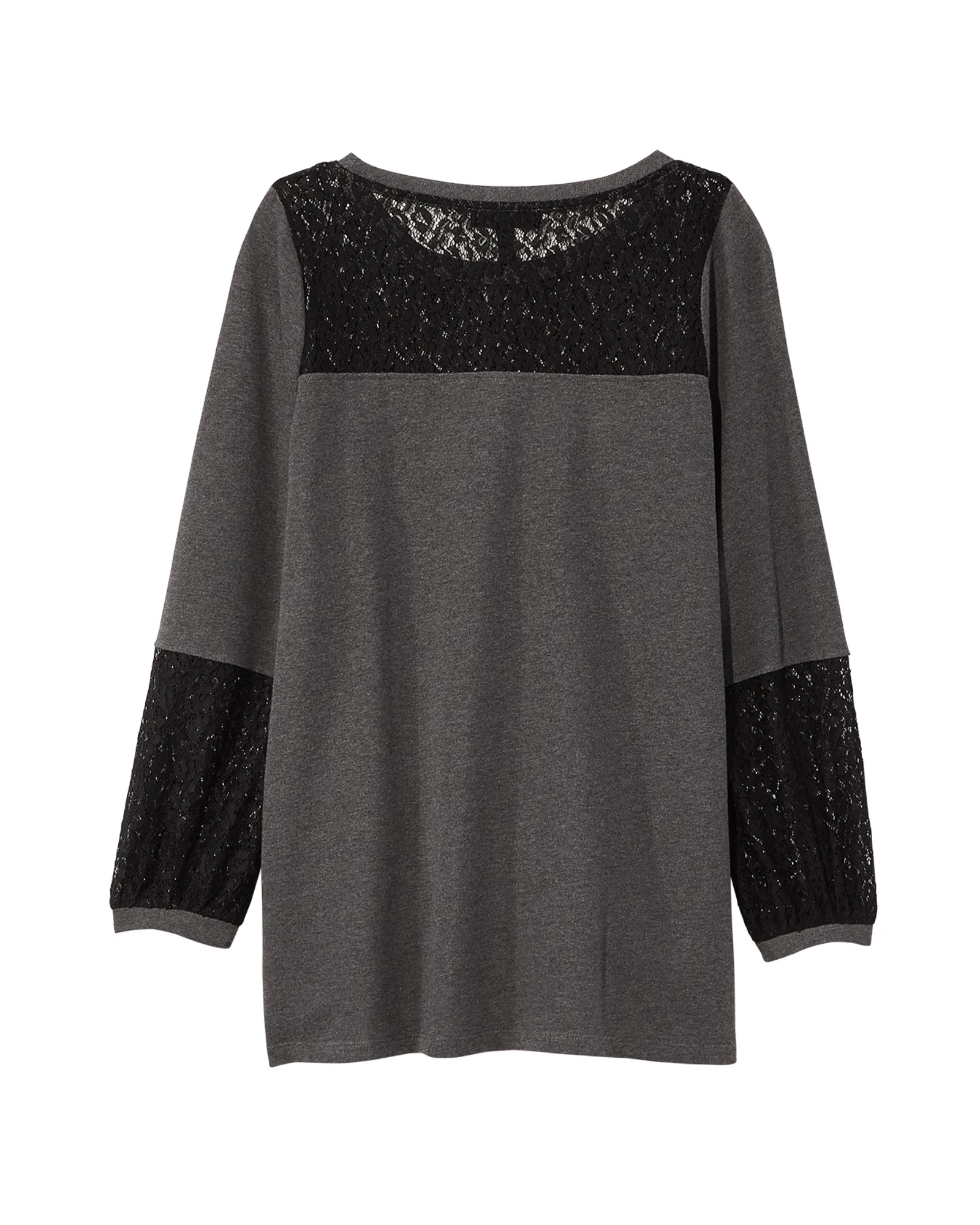 Ellie Lace Pullover | Charcoal Grey / Black