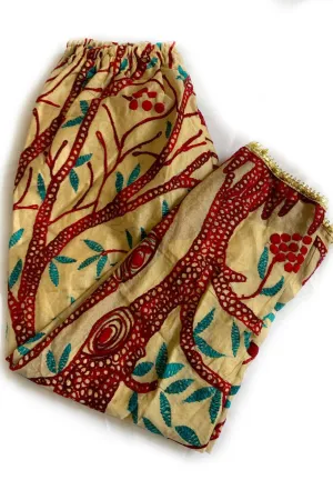 Embroidered Phulkari Pants Beige