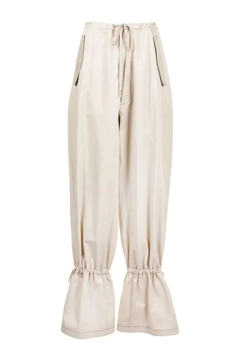 Eyelet Tie Parachute Pant Chalk