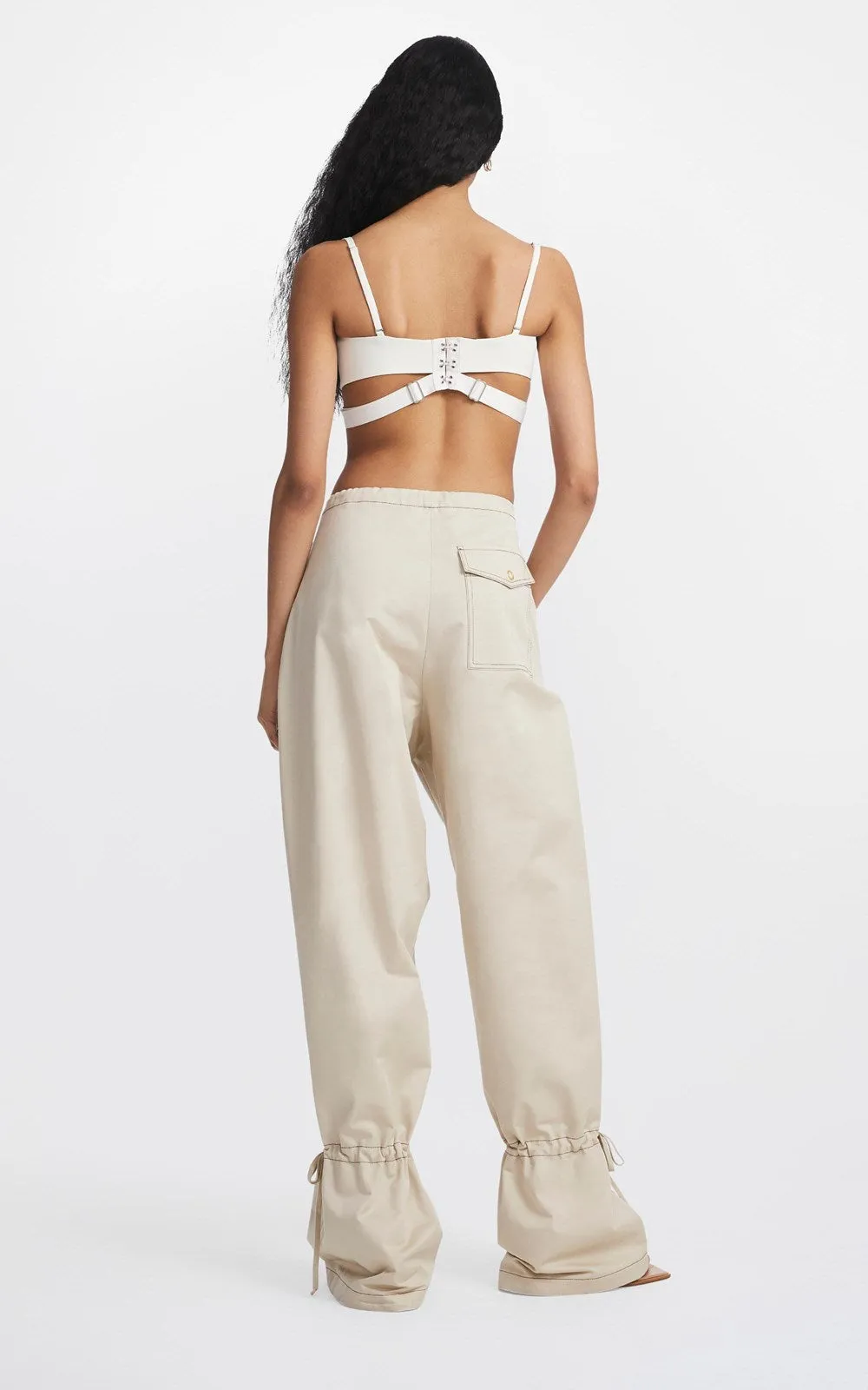 Eyelet Tie Parachute Pant Chalk