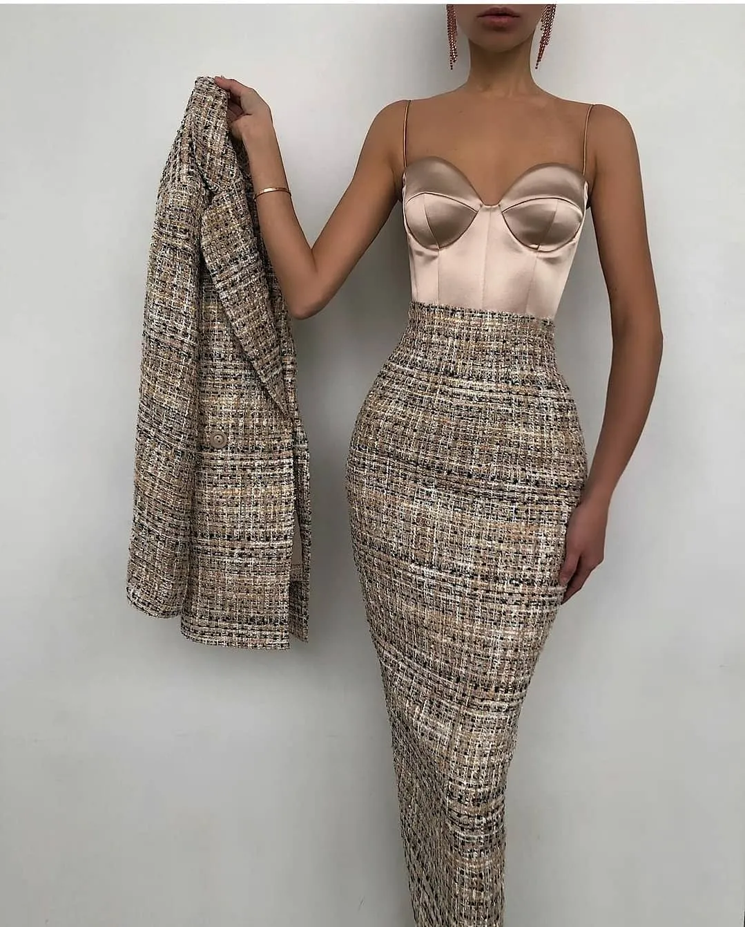Fashion Elegant Styel Suits Sexy Vintage Check Dresses