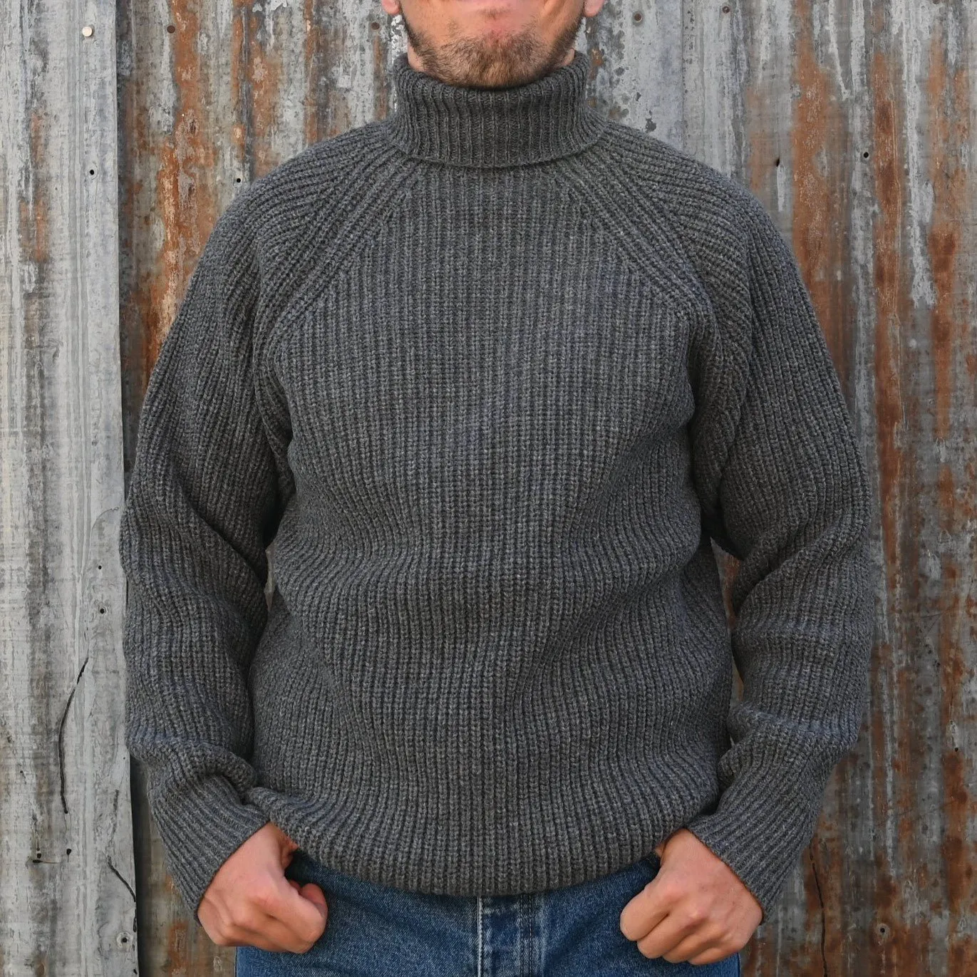 Filson Bristol Roll Neck Sweater in Heather Grey