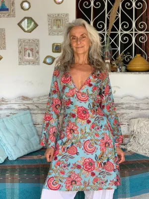 Fiona  pinky bohemian hippie chic dress in cotton
