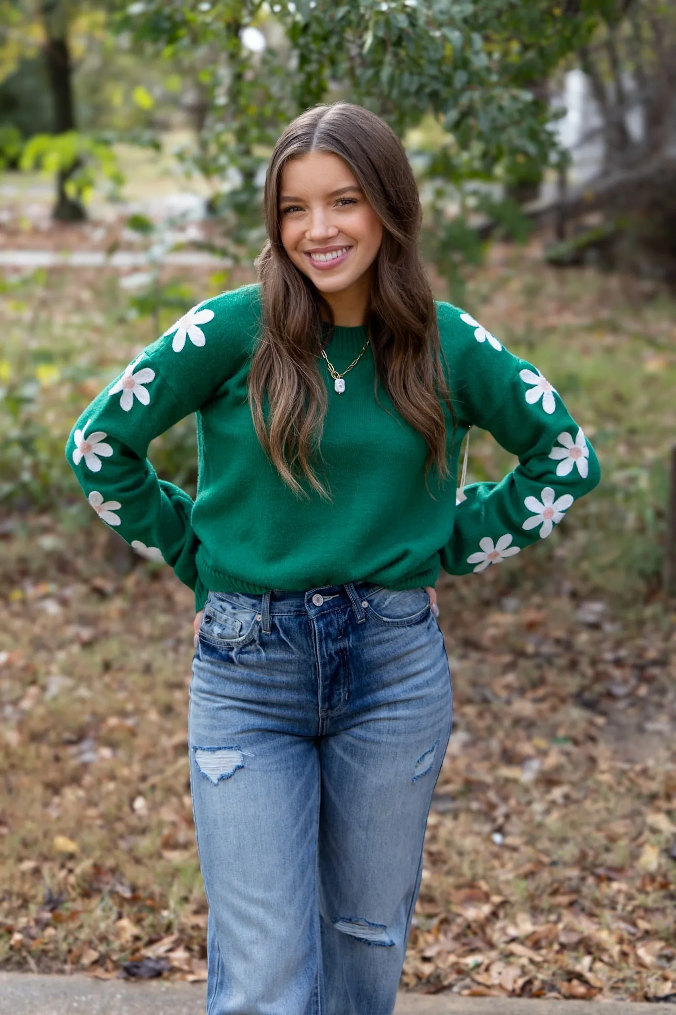 Floral Sleeves Sweater