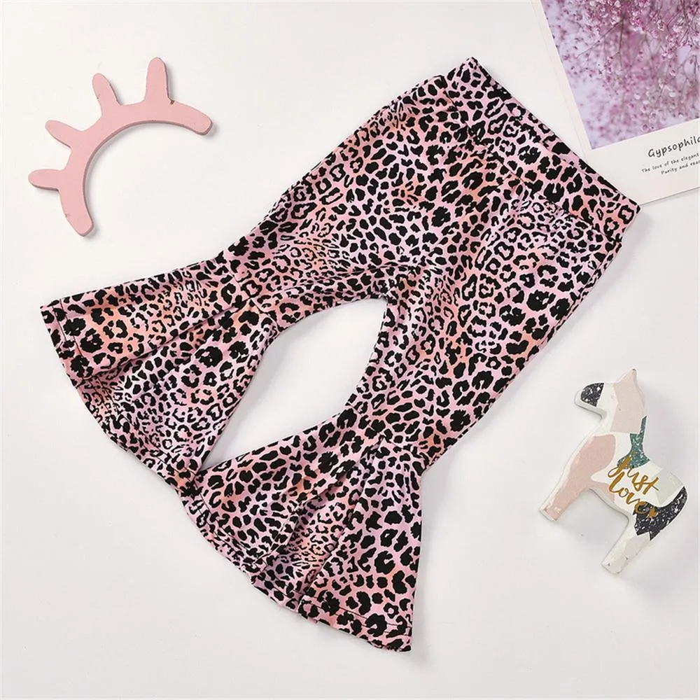 Girls Heart Leopard Printed Short Sleeve Top & Bell Trousers Wholesale Girl clothes
