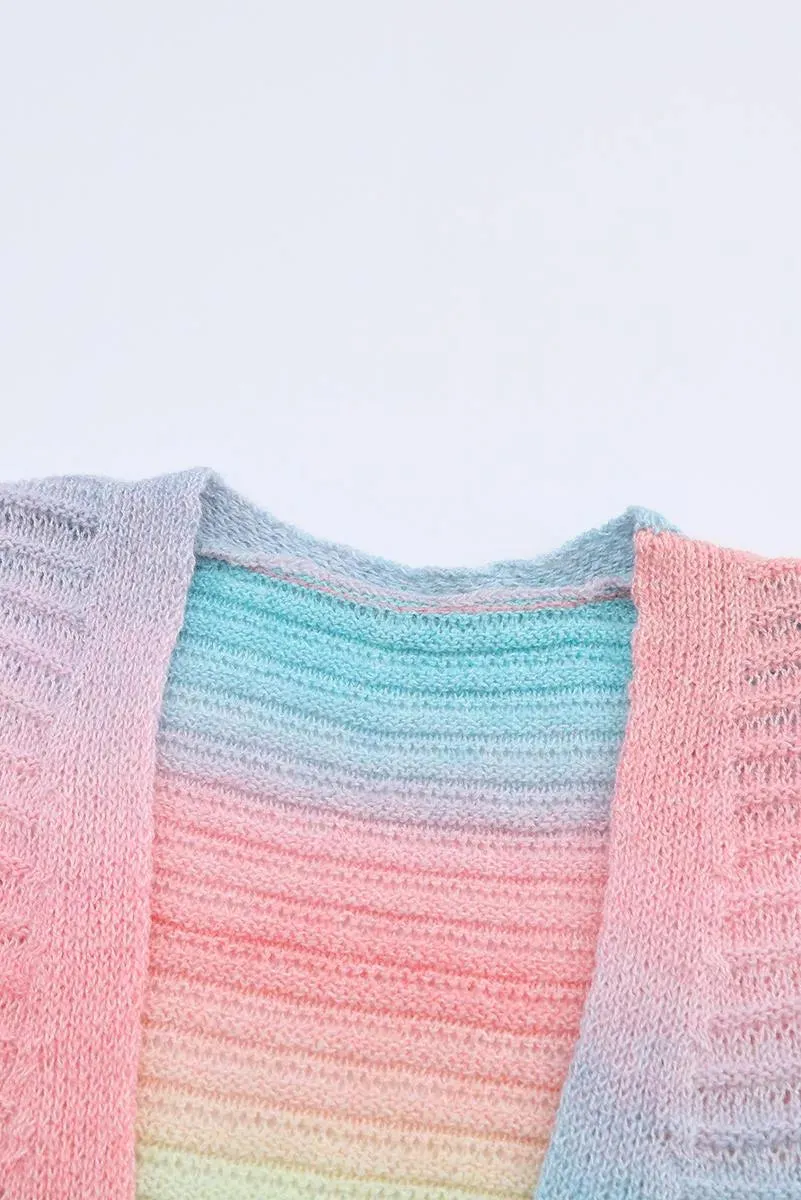 Gradient Knit Open Cardigan With Pockets for Women