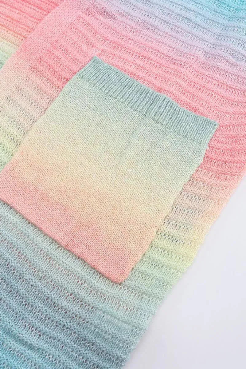 Gradient Knit Open Cardigan With Pockets for Women