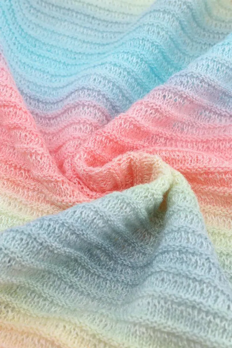 Gradient Knit Open Cardigan With Pockets for Women