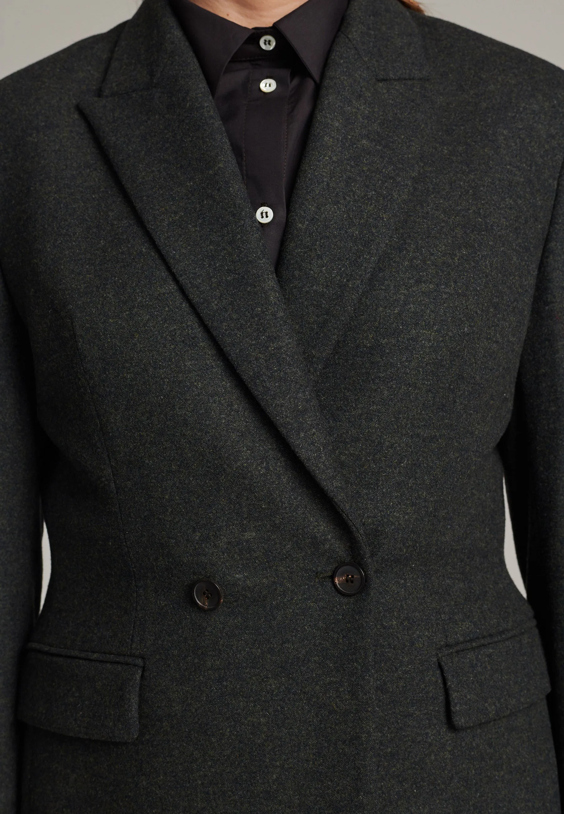 Hammer double-breasted flannel dark green blazer