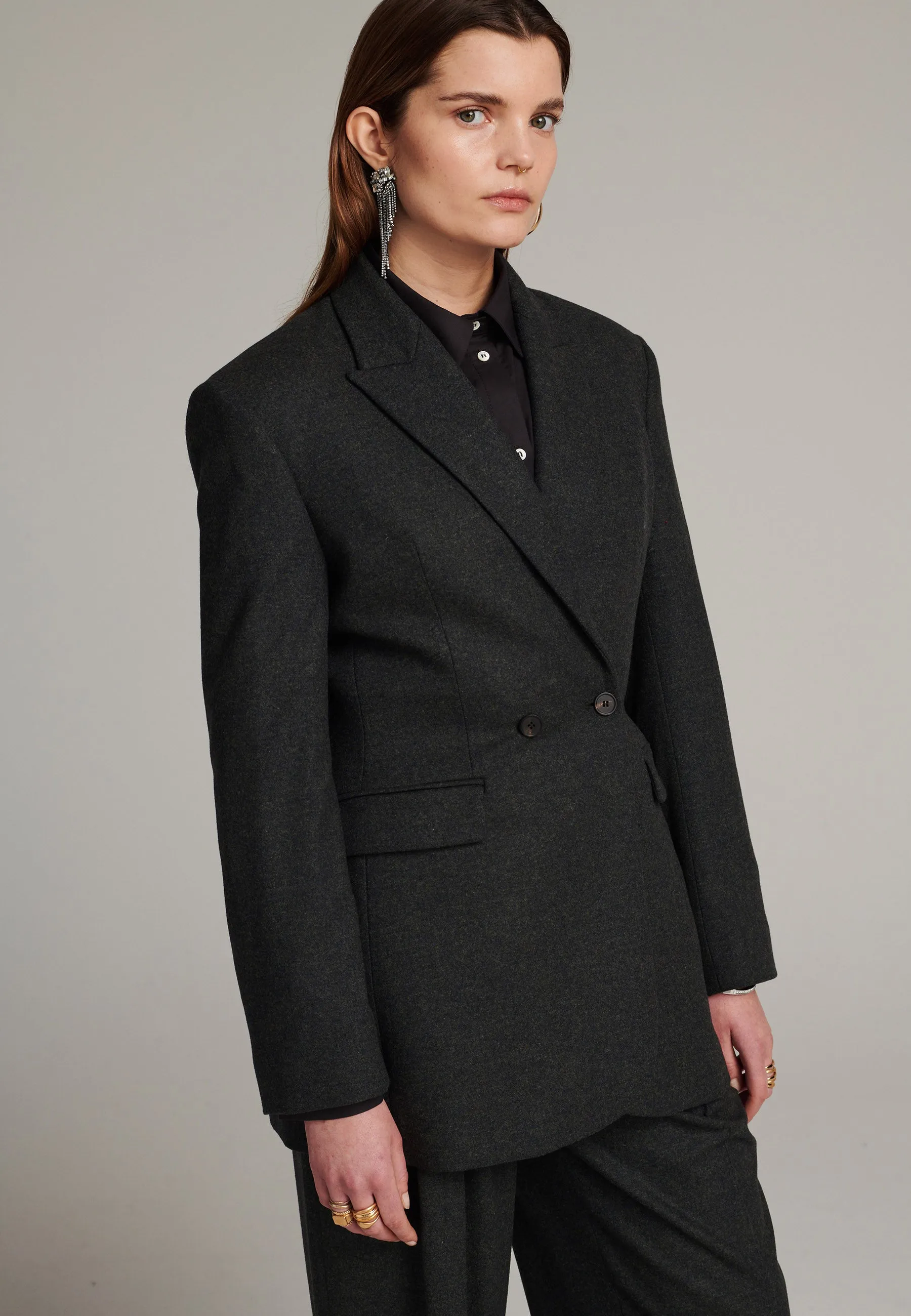 Hammer double-breasted flannel dark green blazer