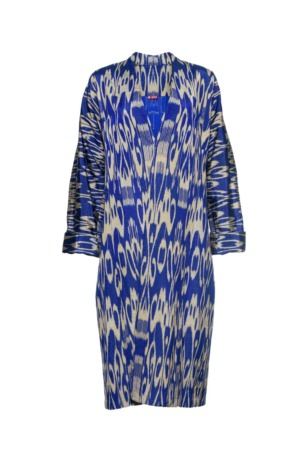 Handwoven Silk Ikat Chapan - Blue and Gold