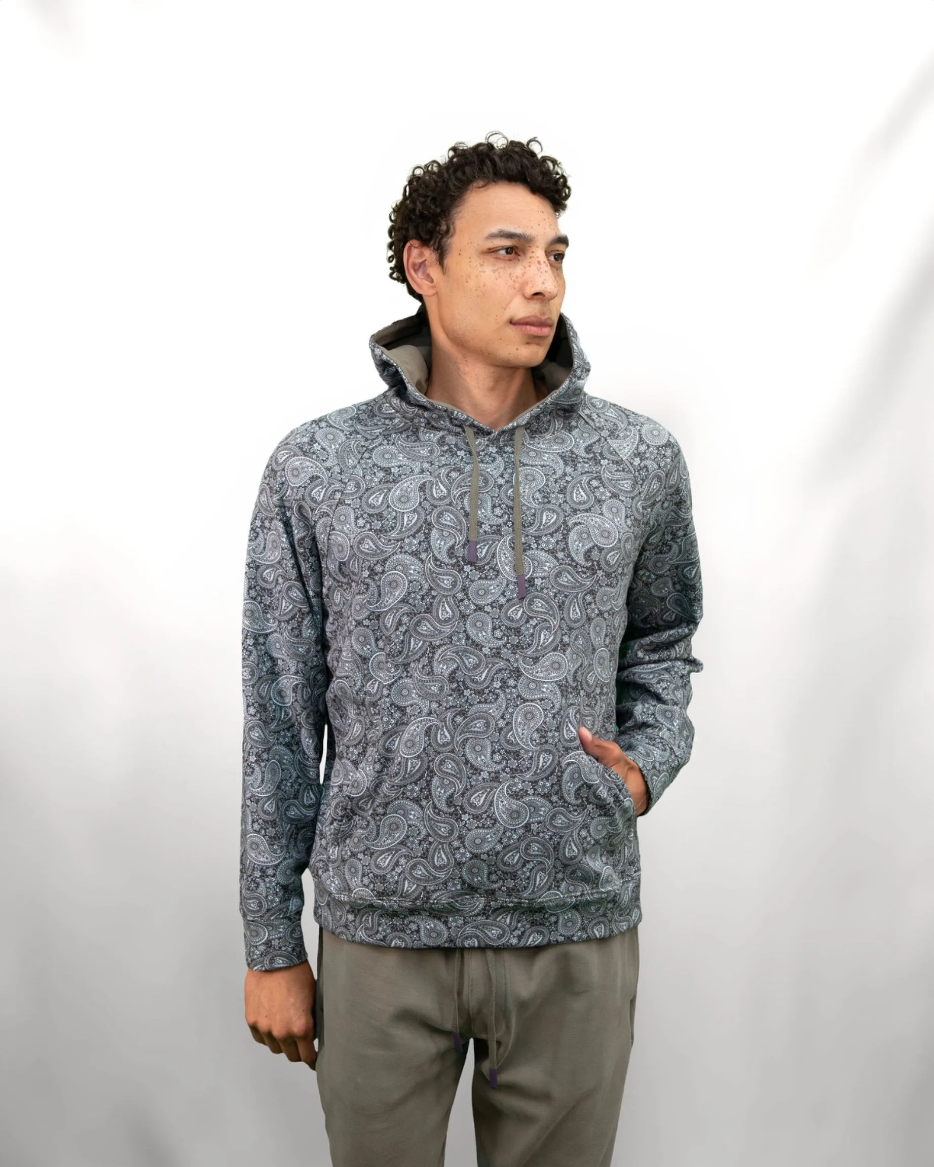 HANK TRIBUNE PAISLEY HOODIE - GREY
