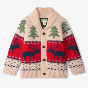 Holiday Elk Shawl Collar Cardigan