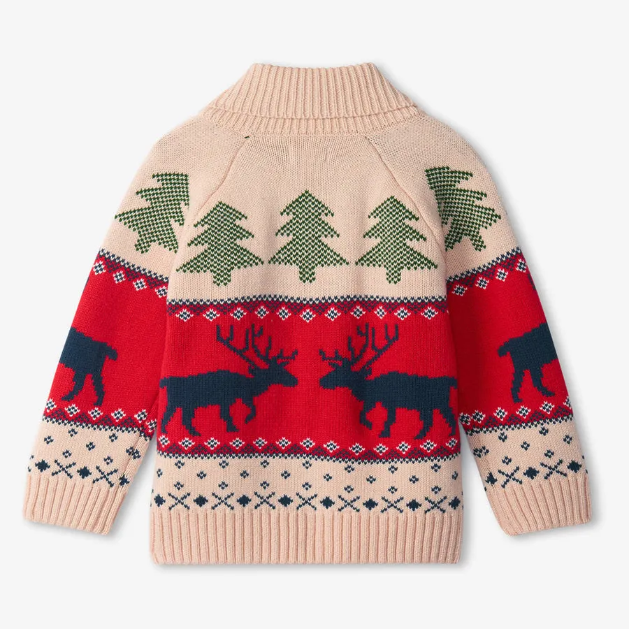 Holiday Elk Shawl Collar Cardigan