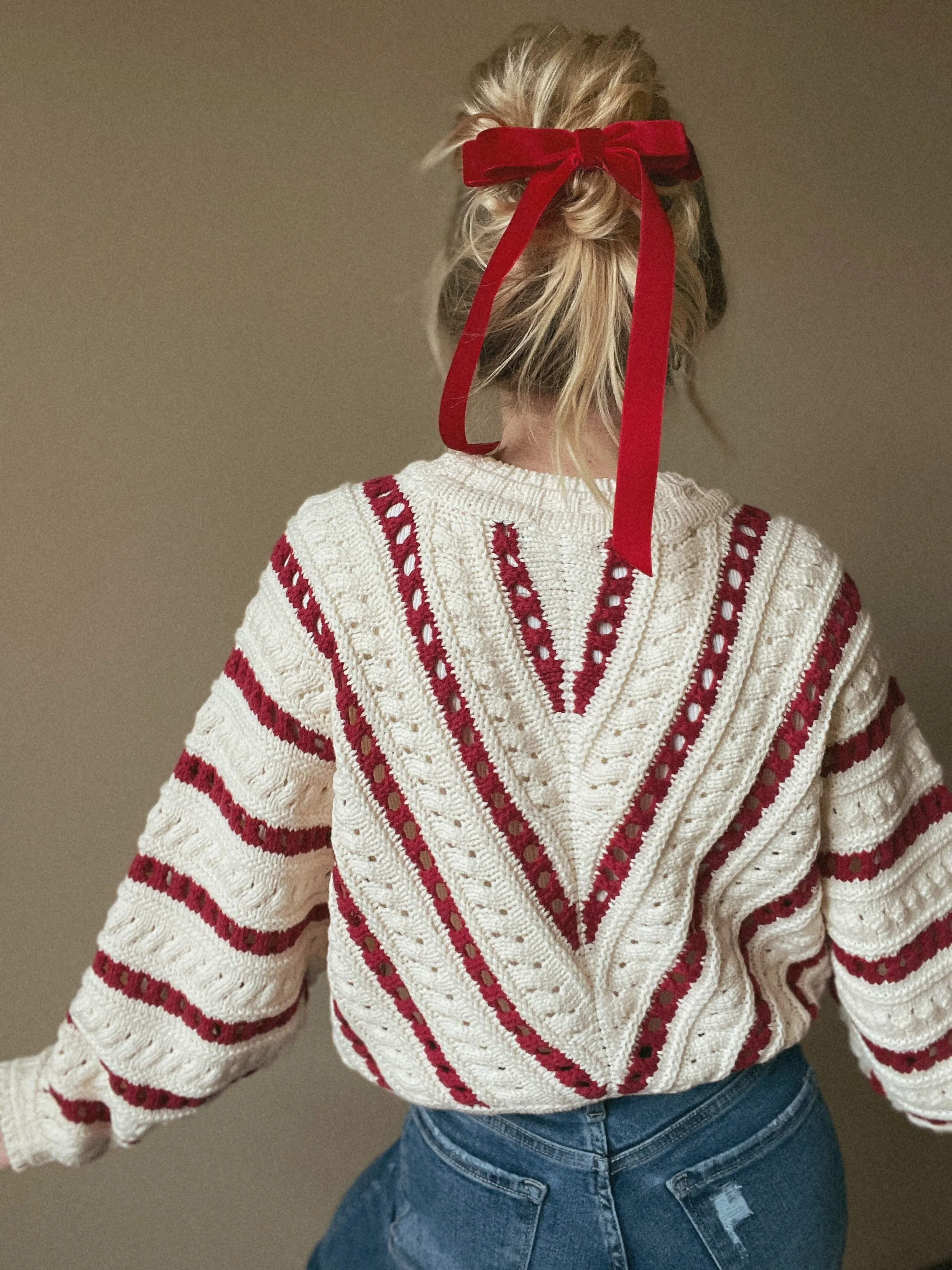 Holly Berry Crochet Knit Crop Sweater