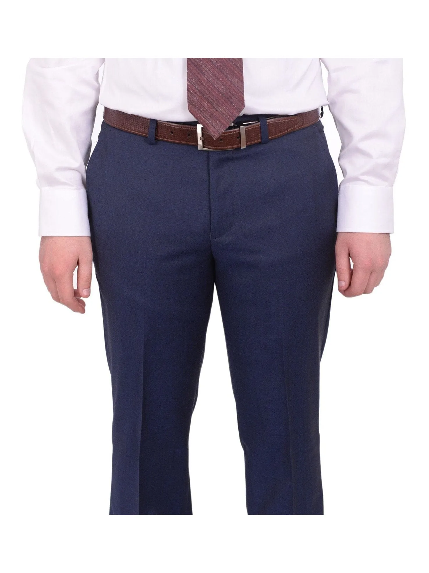 Ideal Slim Fit Heather Blue Two Button Wool Suit With Peak Lapels