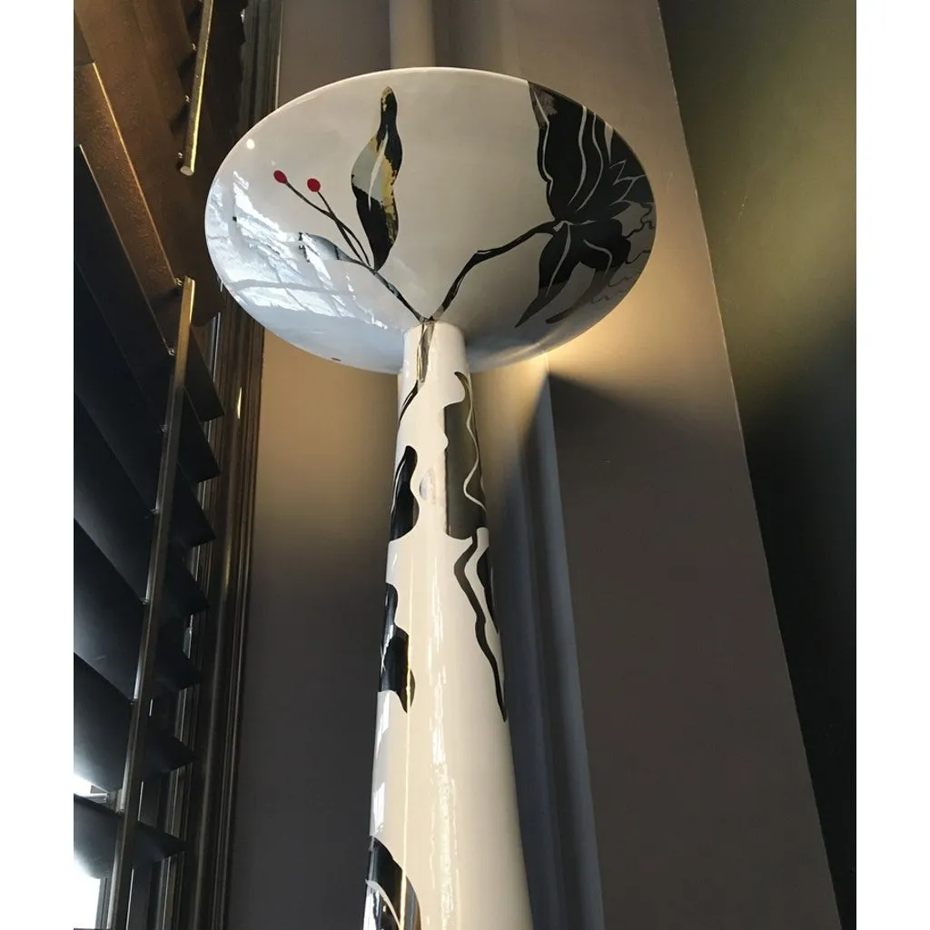 Italian Modern White and Silver Floor Lamp by Ceramica Gatti with Red Accents