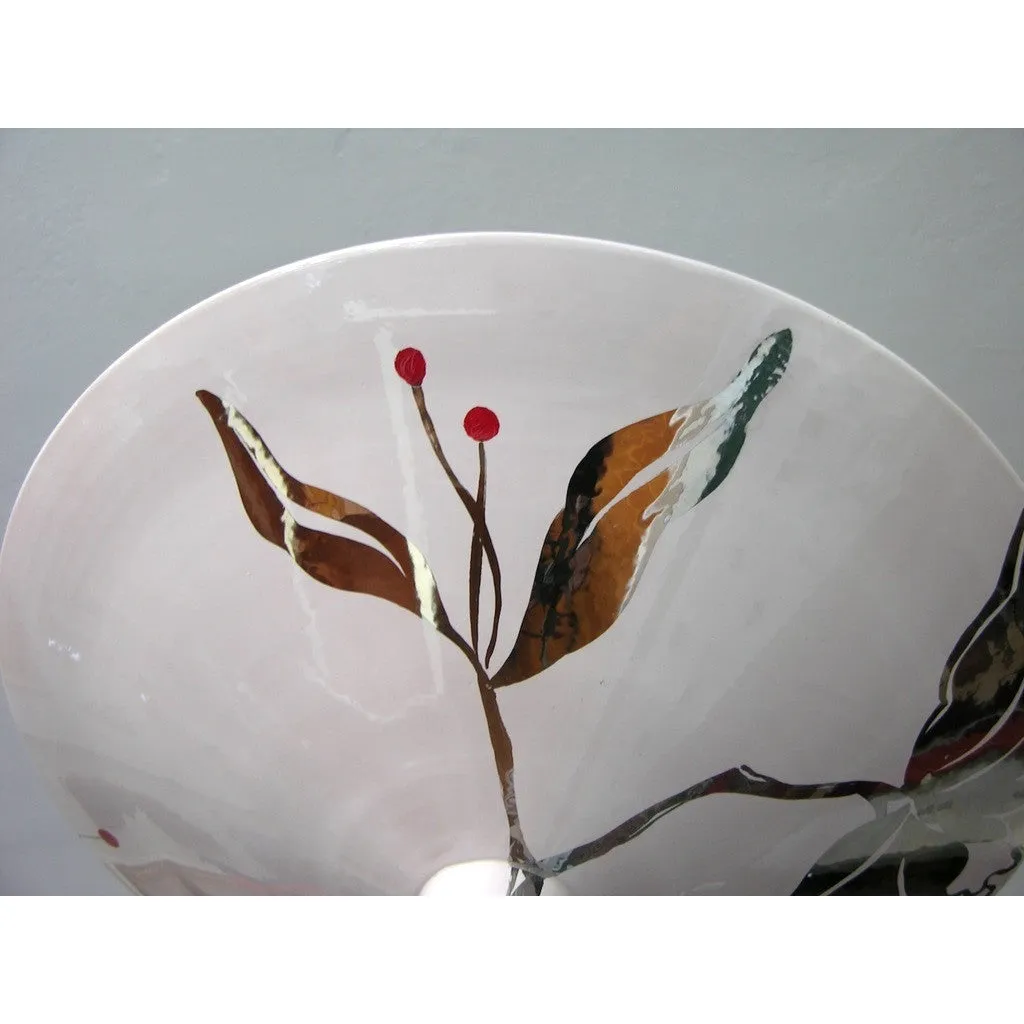 Italian Modern White and Silver Floor Lamp by Ceramica Gatti with Red Accents