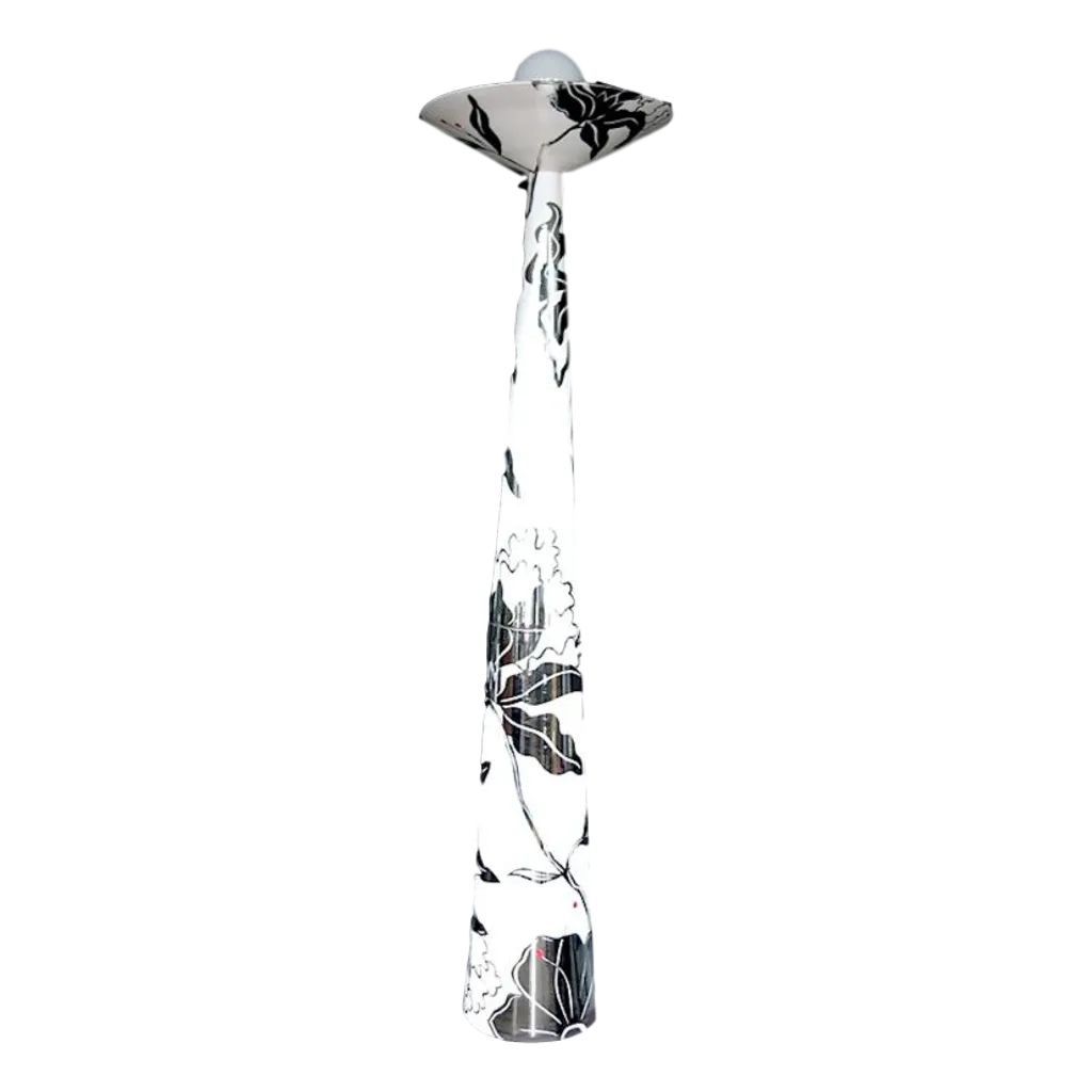 Italian Modern White and Silver Floor Lamp by Ceramica Gatti with Red Accents