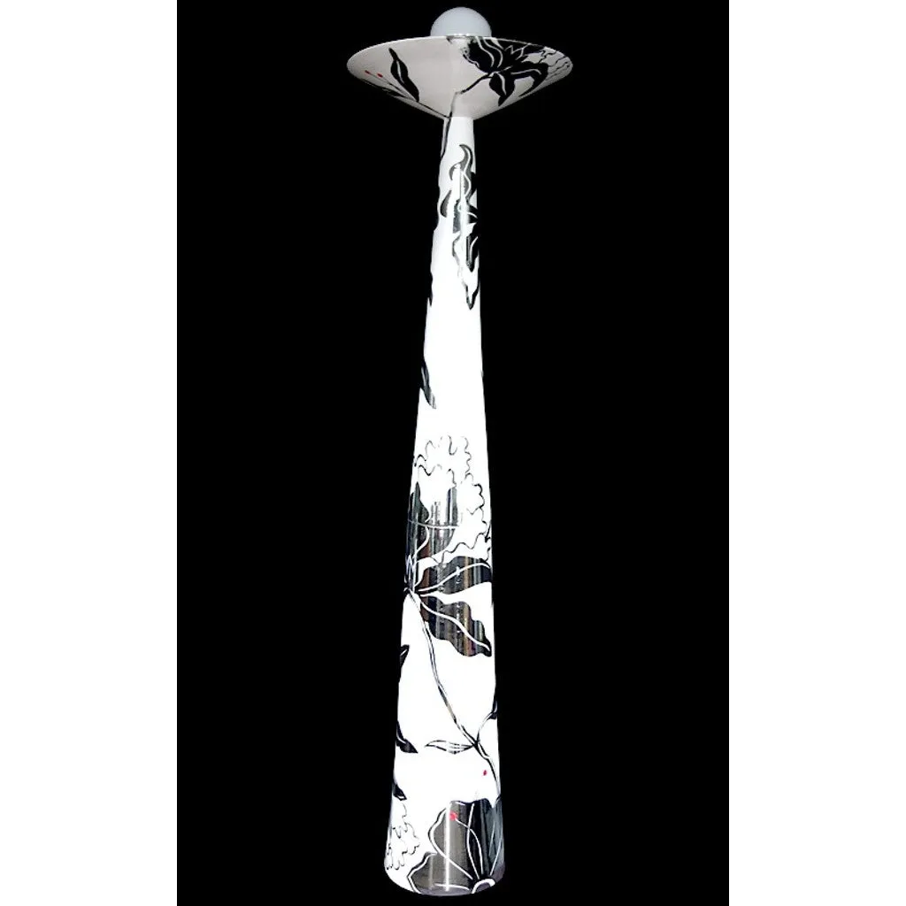 Italian Modern White and Silver Floor Lamp by Ceramica Gatti with Red Accents